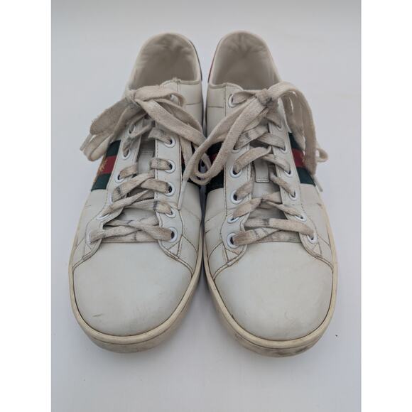 Authentic Gucci White Leather Embroidered Bee Ace Sneakers Size 39 - Picture 5 of 9